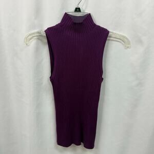 Madewell Ribbed Mockneck Sweater Tank Top Mulled Wine Small